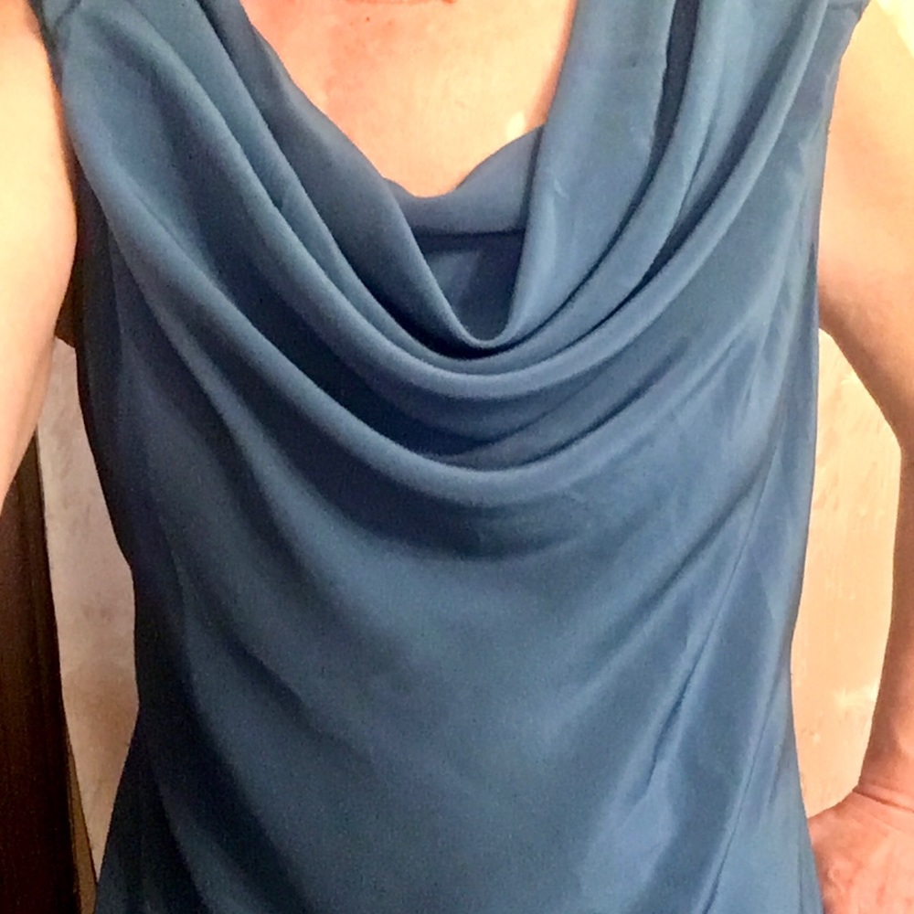 Trina Turk Blue 100% Silk Blouse - Picture 9 of 16